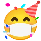 cara con mascarilla médica + cara de fiesta