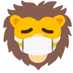cara con mascarilla médica + león