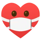 cara con mascarilla médica + palo de corazones