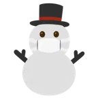 cara con mascarilla médica + muñeco de nieve