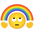 face with rolling eyes + rainbow
