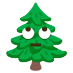 face with rolling eyes + evergreen tree