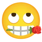 face with rolling eyes + rose