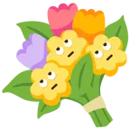 face with rolling eyes + bouquet