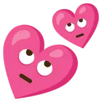 face with rolling eyes + two hearts