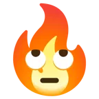 face with rolling eyes + fire