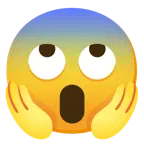 face with rolling eyes + face screaming in fear