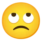 face with rolling eyes + slightly frowning face