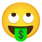 face with rolling eyes + money-mouth face