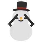 sich die Augen zuhaltendes Affengesicht + Schneemann ohne Schneeflocken