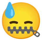 zipper-mouth face + downcast face with sweat