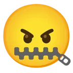zipper-mouth face + angry face