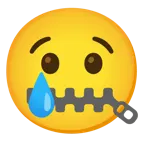 zipper-mouth face + crying face