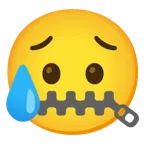 zipper-mouth face + sad but relieved face