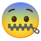 zipper-mouth face + fearful face