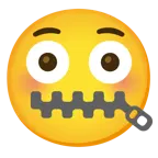 zipper-mouth face + flushed face