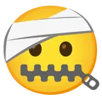 zipper-mouth face + face with head-bandage
