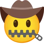 zipper-mouth face + cowboy hat face