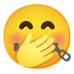 zipper-mouth face + face with hand over mouth