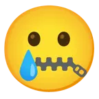 zipper-mouth face + smiling face with tear