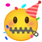 zipper-mouth face + partying face