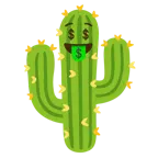 Gesicht mit Dollarzeichen + Kaktus