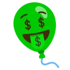 Gesicht mit Dollarzeichen + Luftballon