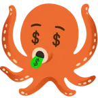 Gesicht mit Dollarzeichen + Oktopus