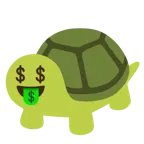Gesicht mit Dollarzeichen + Schildkröte