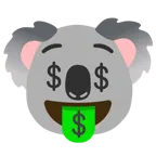 Gesicht mit Dollarzeichen + Koala