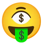 Gesicht mit Dollarzeichen + Auge