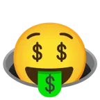 Gesicht mit Dollarzeichen + Loch