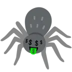 Gesicht mit Dollarzeichen + Spinne
