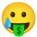 Gesicht mit Dollarzeichen + lachendes Gesicht mit Träne