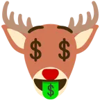 Gesicht mit Dollarzeichen + Hirsch