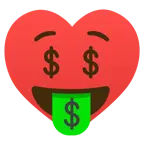 Gesicht mit Dollarzeichen + Herz