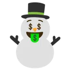 Gesicht mit Dollarzeichen + Schneemann ohne Schneeflocken
