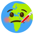 Gesicht mit Fieberthermometer + Globus mit Europa und Afrika