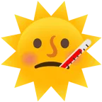 Gesicht mit Fieberthermometer + Sonne mit Gesicht