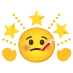 Gesicht mit Fieberthermometer + funkelnder Stern