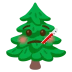 Gesicht mit Fieberthermometer + Nadelbaum