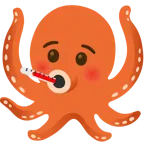 Gesicht mit Fieberthermometer + Oktopus
