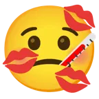 Gesicht mit Fieberthermometer + Kussabdruck