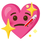 Gesicht mit Fieberthermometer + funkelndes Herz