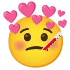 Gesicht mit Fieberthermometer + Herz mit Pfeil