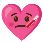Gesicht mit Fieberthermometer + Herz mit Schleife
