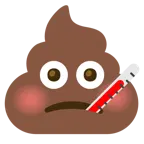 Gesicht mit Fieberthermometer + Kothaufen