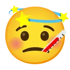 Gesicht mit Fieberthermometer + schwindlig