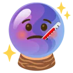 Gesicht mit Fieberthermometer + Kristallkugel