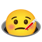 Gesicht mit Fieberthermometer + Loch